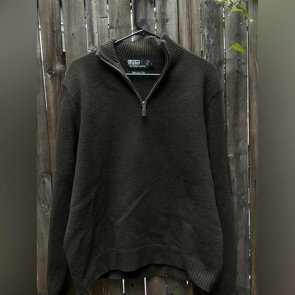 Ralph Lauren wool quarter zip Men's Olive Sweater
